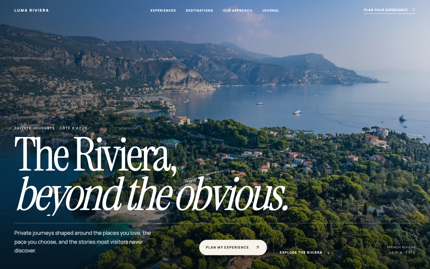 Page d’accueil du site LUMA Riviera